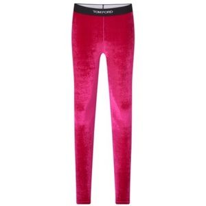 Authentic Tom Ford mid rise velvet leggings with logo elasticized band.